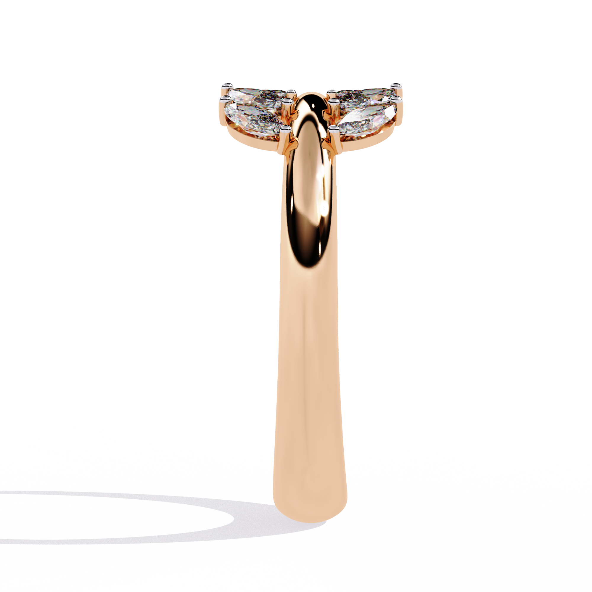 Solitairekart – 0.5 ct Lab Grown Diamond Leaf Marquise Ring in 14K Yellow Gold